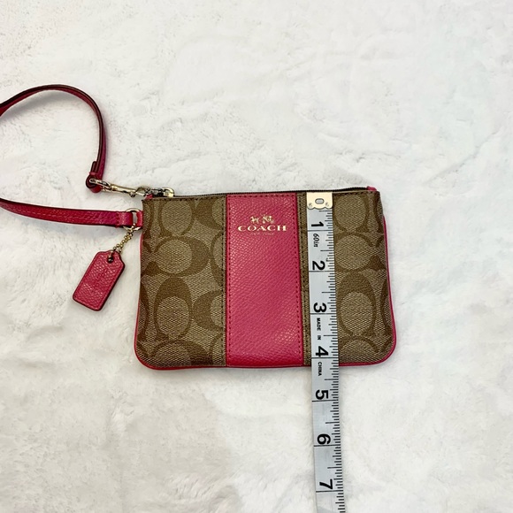 Coach Signature PVC Leather Corner Zip Wristlet - Picture 10 of 11